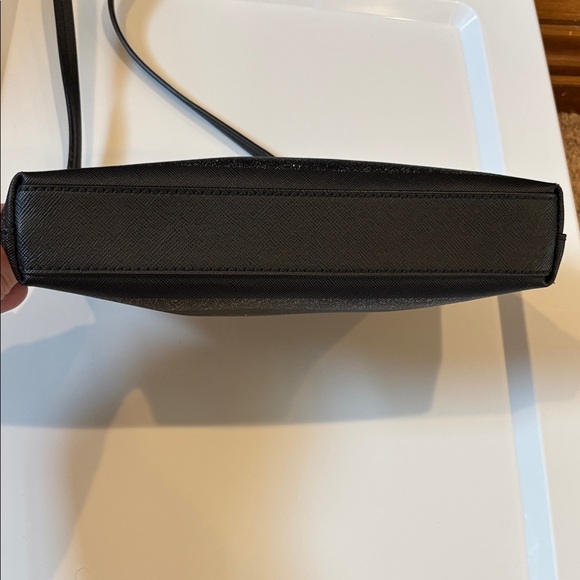 Kate Spade Black Glitter Stripe Crossbody Bag Slim Shoulder bag Zip Top - Picture 5 of 8